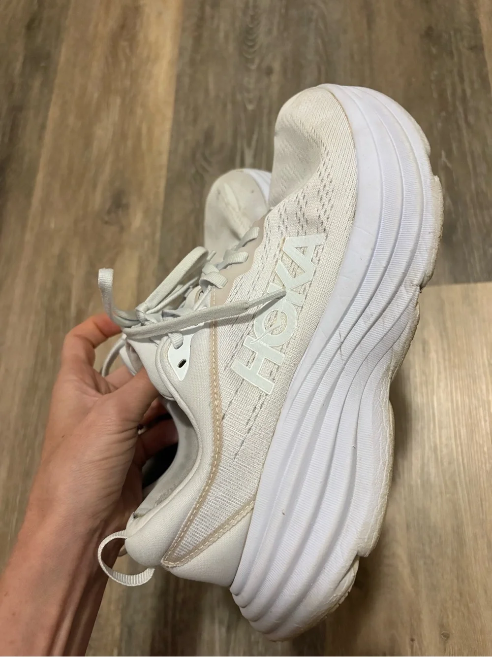 Hoka Bondi 8 Women's White Cushioned Running Shoe - Picture 12 of 16
